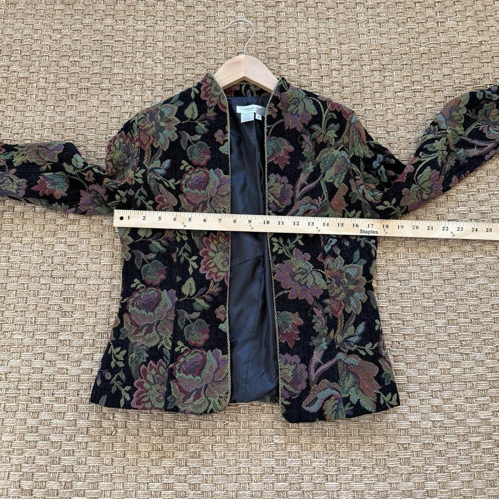 VTG Coldwater Creek Floral Tapestry Blazer Women’s Sz 8p Open-Front Collarless - Picture 8 of 9